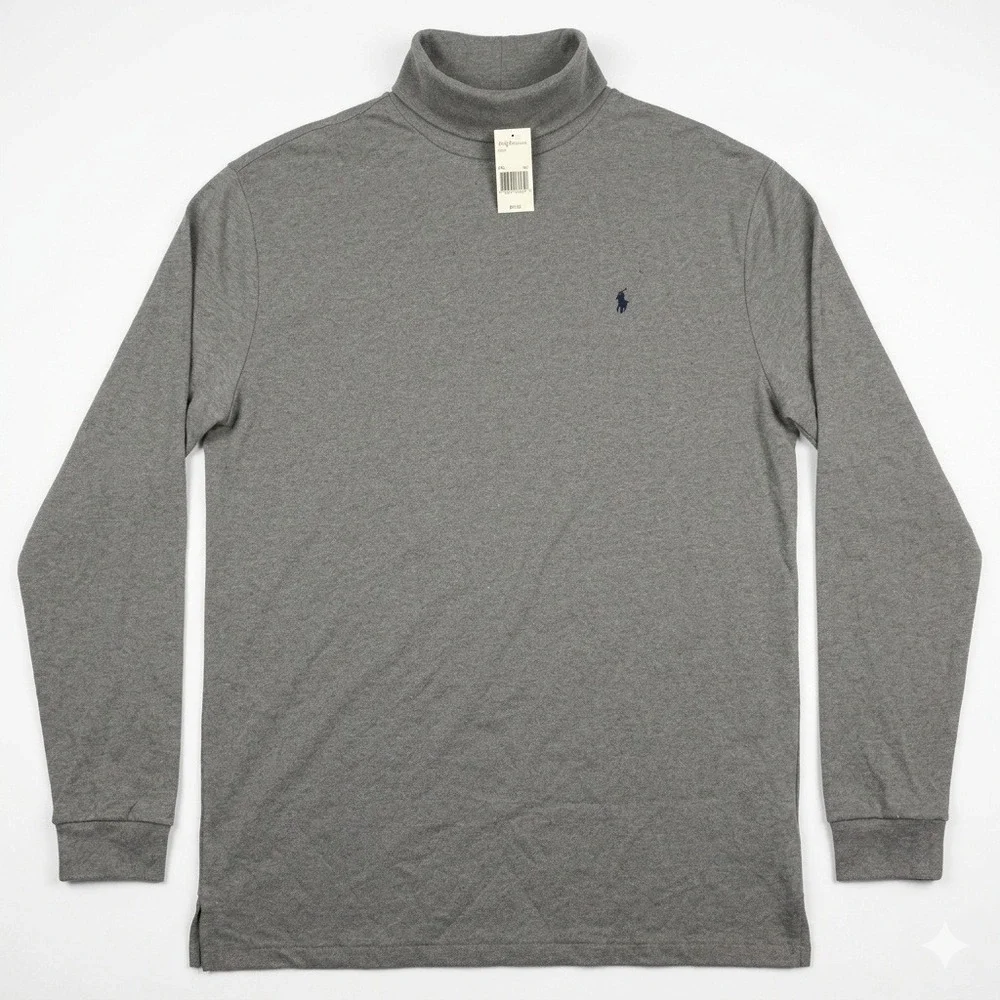 Polo Ralph‎ Lauren Turtleneck Shirt XXL Gray Vintage Made in USA NWT Cotton